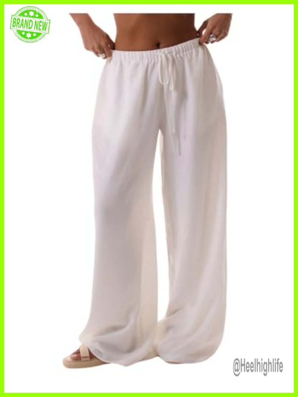 Wide Leg Linen Pants Mesh Beach Cover Up Palazzo Vacation Outfits Loose Fit